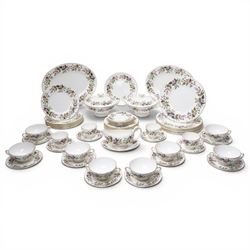 Wedgwood Hathaway Rose pattern tea and dinner wares, comprising two covered tureens, two o...