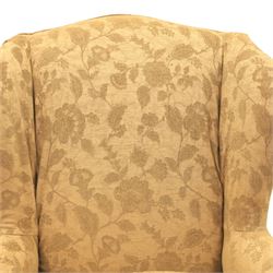 MultiYork - Georgian design wingback armchair upholstered in foliate patterned fabric