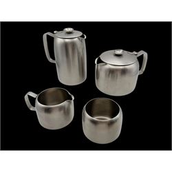 Old Hall stainless steel Connaught pattern four piece tea service, comprising teapot, hot ...