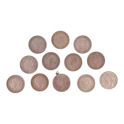 Twelve King George 1935 'Rocking Horse' silver one crown coins