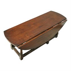 20th century oval coffee table in the style of a farmhouse table, rectangular plank top wi...