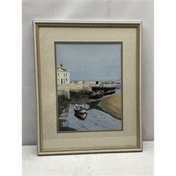 Hilary Burnett (20th century): Harbour Inlet, watercolour and gouache signed and indistinctly dated 36cm x 26cm