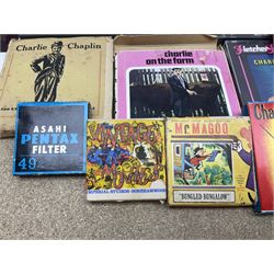 Film reels, mostly 8mm, to include Charlie Chaplin, Laurel & Hardy, The 3 Stooges, Spartacus the Gladiator etc 