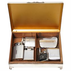 Collection of lighters including Ronson examples, five King Edward cigars, five Short Churchill cigars, plated cigarette cases etc 