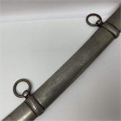 Reproduction American Civil War Cavalry trooper's sword, the 88cm slightly curving fullered steel blade marked to the ricasso 'Ames & Co Chicopee Mass.' and 'US ADK 1862'; brass hilt and leather covered grip; in steel scabbard; and Indian reproduction 19th century French court sword (2)