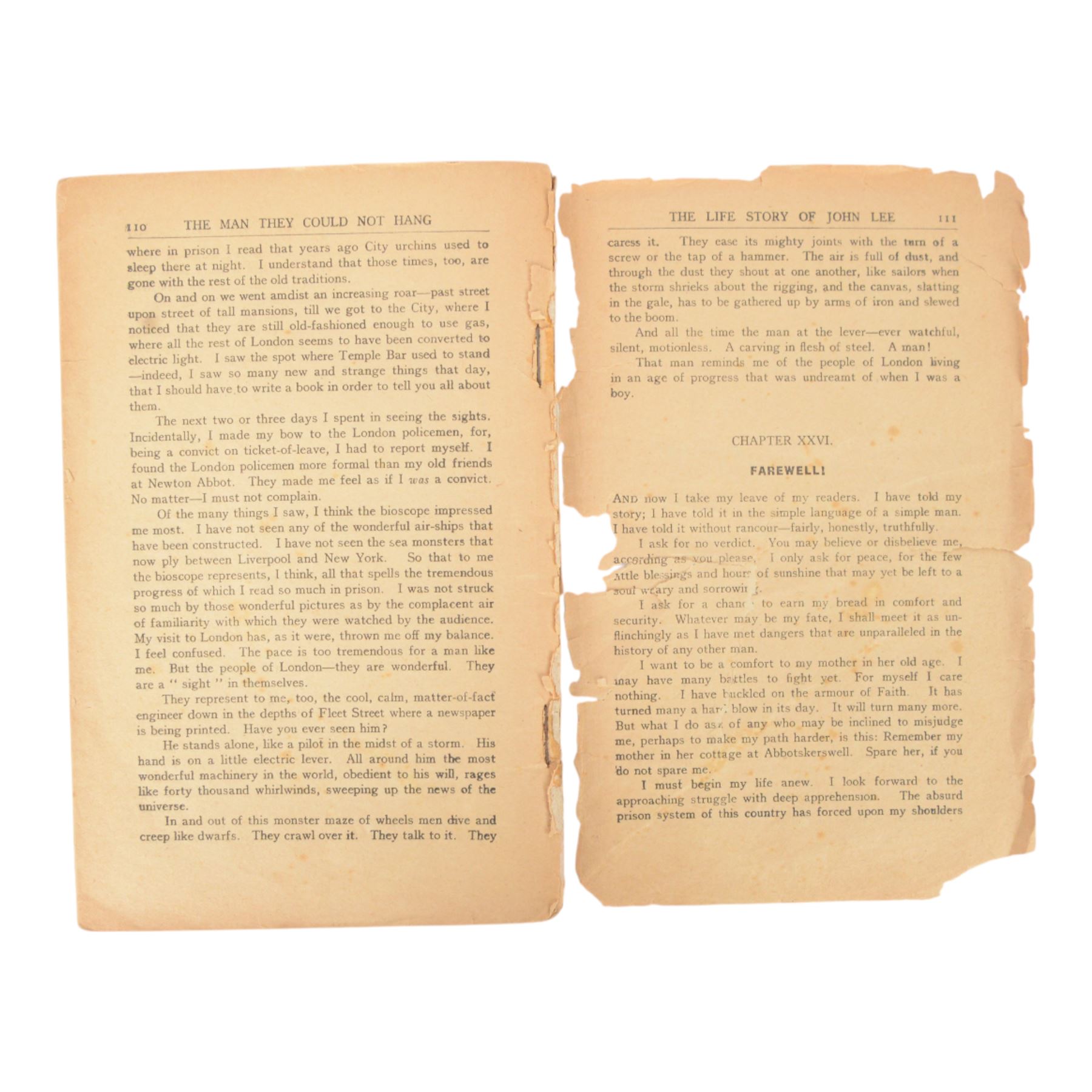 The Man They Could Not Hang, The Life of John Lee, told by himself, published C.Arthur Pearson, London, 1908 first edition
