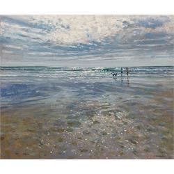 Laurence Dingley (British 1959-): 'Evening Light North Cornwall', oil on canvas signed 49cm x 60cm
