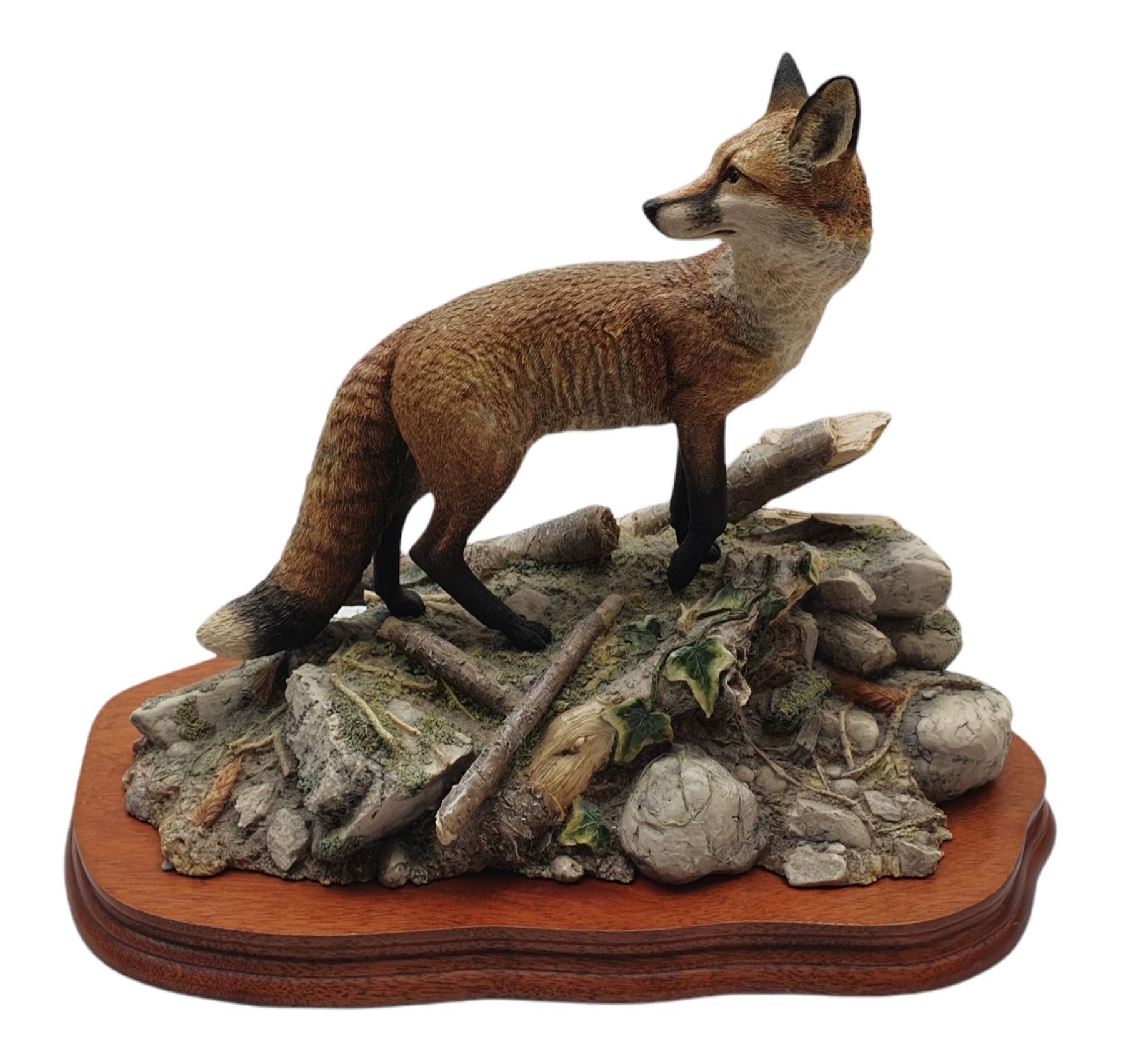 Limited edition Border Fine Arts figure 'The Last Look', depicting a fox upon naturalistic base, by David Walton, signed and impressed 1994, no.813/1250, model BFA204, on wooden base 