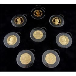 Queen Elizabeth II Isle of Man 2017 'HM Queen Elizabeth II & HRH The Duke of Edinburgh Platinum Wedding Anniversary', comprising eight 22ct gold proof fifty pence coins, cased with certificate