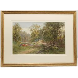 Revd Laurence George Bomford (British 1847-1926): 'On the River Tees', watercolour signed with initials and dated 1876, 30cm x 49cm
