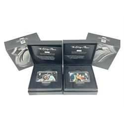 Two Royal Mail 'The Rolling Stones 60th Anniversary' fine silver stamp ingots, cased with certificates 