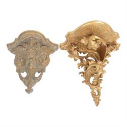 Two 20th century gilt wall brackets, comprising Rococo style carved wooden wall bracket up...