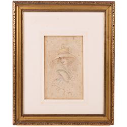 Follower of Joshua Reynolds (British 1723-1792): Studies of Young Women, set of four pen ink and colour wash drawings bearing signature and dated 1759, 20cm x 13cm - 15cm x 9cm (4)