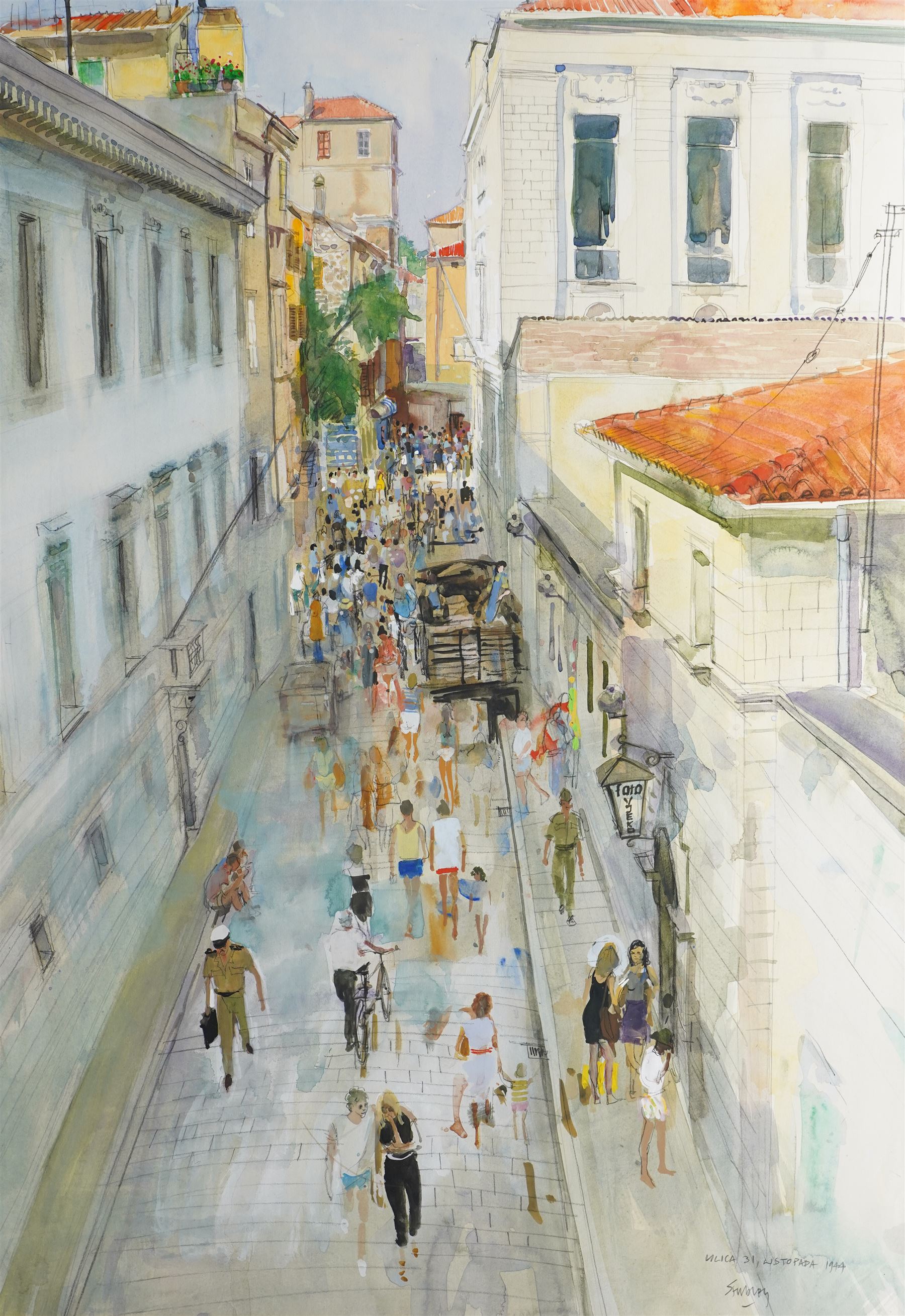 Trevor Hugh Stubley (British 1932-2010): Croatia - 'Ulica 31 Listopada 1944', watercolour signed and titled 78cm x 56cm 