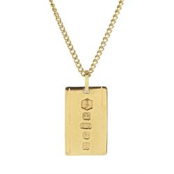 9ct gold ingot pendant necklace, hallmarked