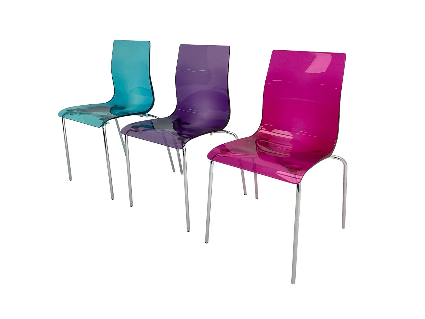 Set six multi coloured perspex chairs The Furnishings Sale