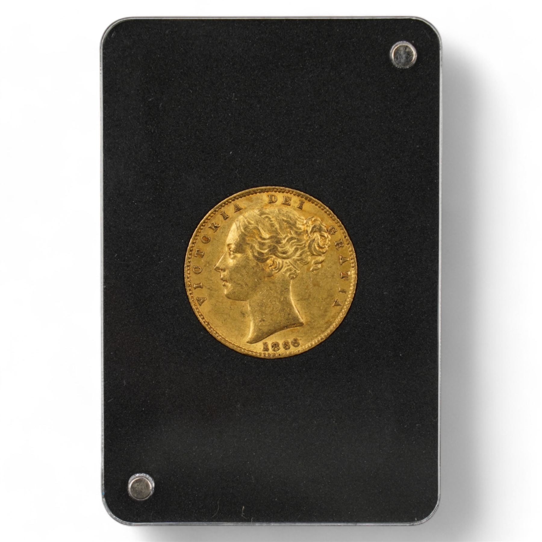 Queen Victoria 1866 gold full sovereign coin, die number 65