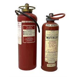 Waterloo fire extinguisher dated 1970, Read & Campbell Ltd, together with another fire extinguisher dated 1970, tallest H59cm