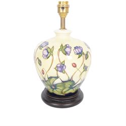 Moorcroft table lamp in Hepatica pattern, H30cm