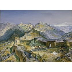 Edgar Santos Nucum (Australian 20th century): The Great Wall of China, oil on canvas signed 47cm x 64cm