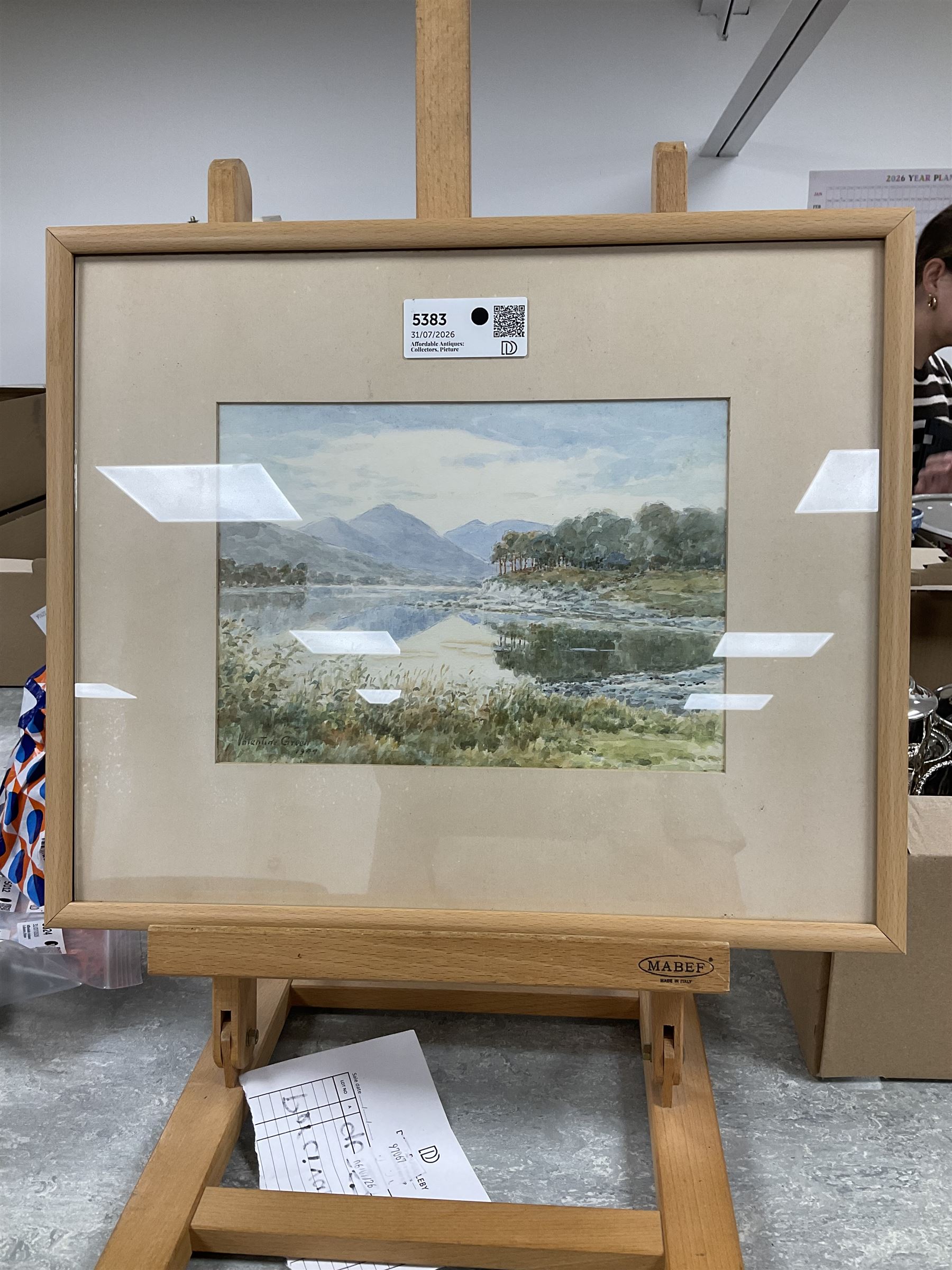 Valentine Green (20th century): Calm River Landscape in Summer, pair of watercolours signed and dated 1944 both 18.5cm x 26cm (2)