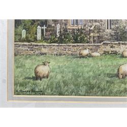 Nathan Stanley Brown (British 1890-1980): St. Matthews Church Hutton Buscel from Church Meadows and another North Yorkshire Church, two watercolours signed one dated 1944, 29cm x 44cm & 19cm x 31cm (2) 
Notes: the view of St Matthews is taken from an earlier photograph