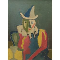 Cubist School (Mid 20th century): The Jester, oil on canvas unsigned 41cm x 30cm