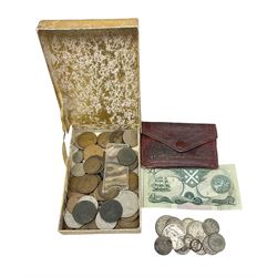 Great British and World coins including Queen Victoria 1890 halfcrown coin, King Edward VII 1907 standing Britannia florin, King George VI 1941 halfcrown, pre decimal coinage etc