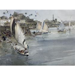 Sir William Russell Flint (Scottish 1880-1969): 'Holiday after Ramadan' Cairo, limited edition colour print signed in pencil, pub. Frost & Reed 1964 from an edition of 850, 45cm x 60cm