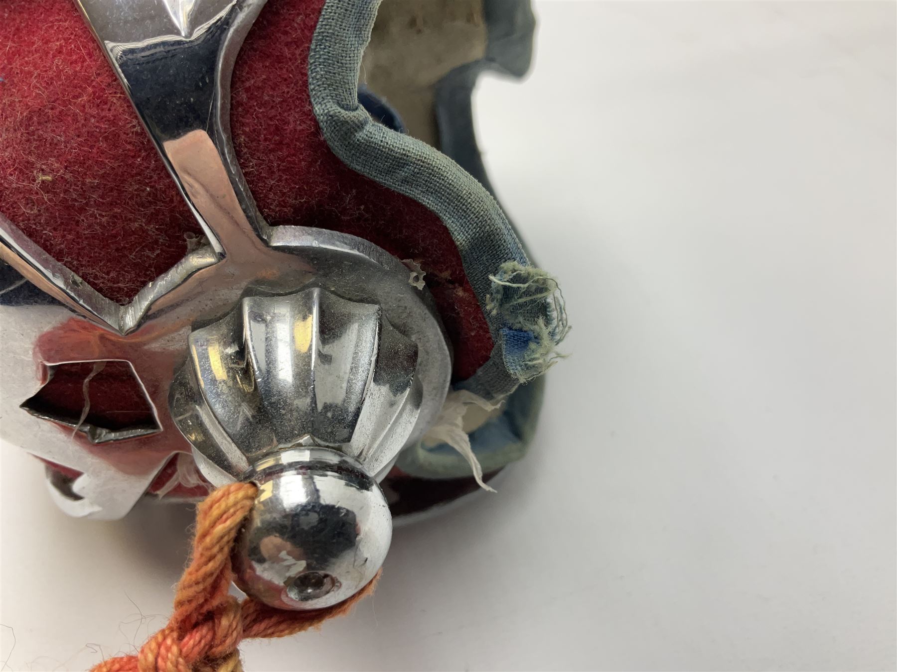 Reproduction Scottish basket hilted broadsword with 85cm double edged steel blade and red lined basket hilt with wire bound grip, in white metal mounted leather scabbard 107cm overall