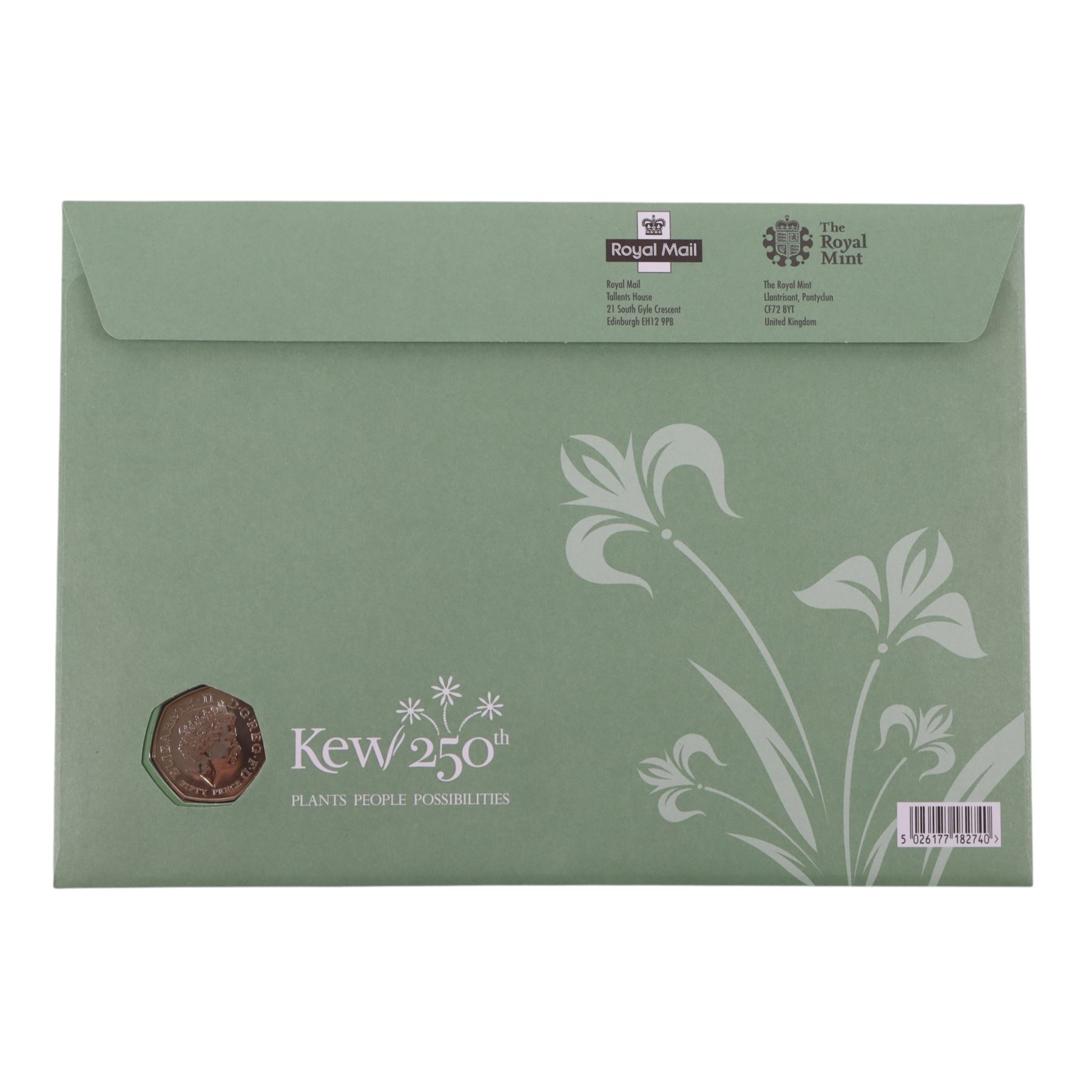 The Royal Mint United Kingdom 2009 'Kew Gardens' uncirculated fifty pence coin cover