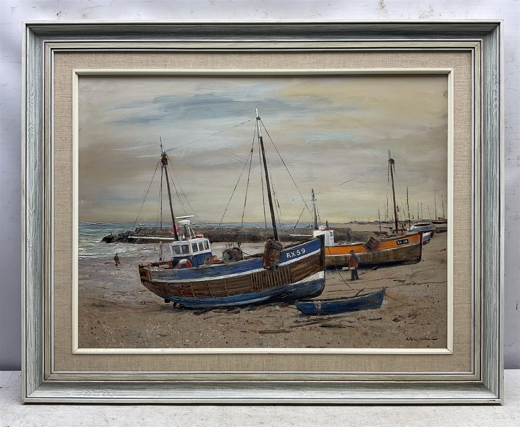 Eric Wale (South African 1916-2001): Beached Boats, oil on board signed 44cm x 60cm 