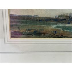 Kershaw Schofield (British 1872-1941): Estuary Scene with Windmill, watercolour signed 19cm x 26cm