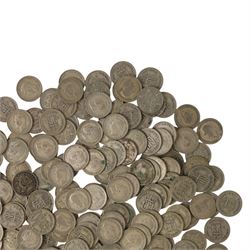 Approximately 580 grams of Great British pre-1947 silver sixpence coins