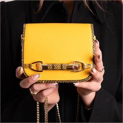 Jimmy Choo - ‘Shadow’ Mini Bag, introduced circa 2016, in mustard yellow leather with pyth...