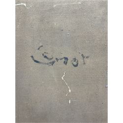 William Conor OBE RHA PPRUA ROI (Northern Irish 1881-1968): The Elder Sister, oil on canvas laid on to board, signed verso 50cm x 40cm