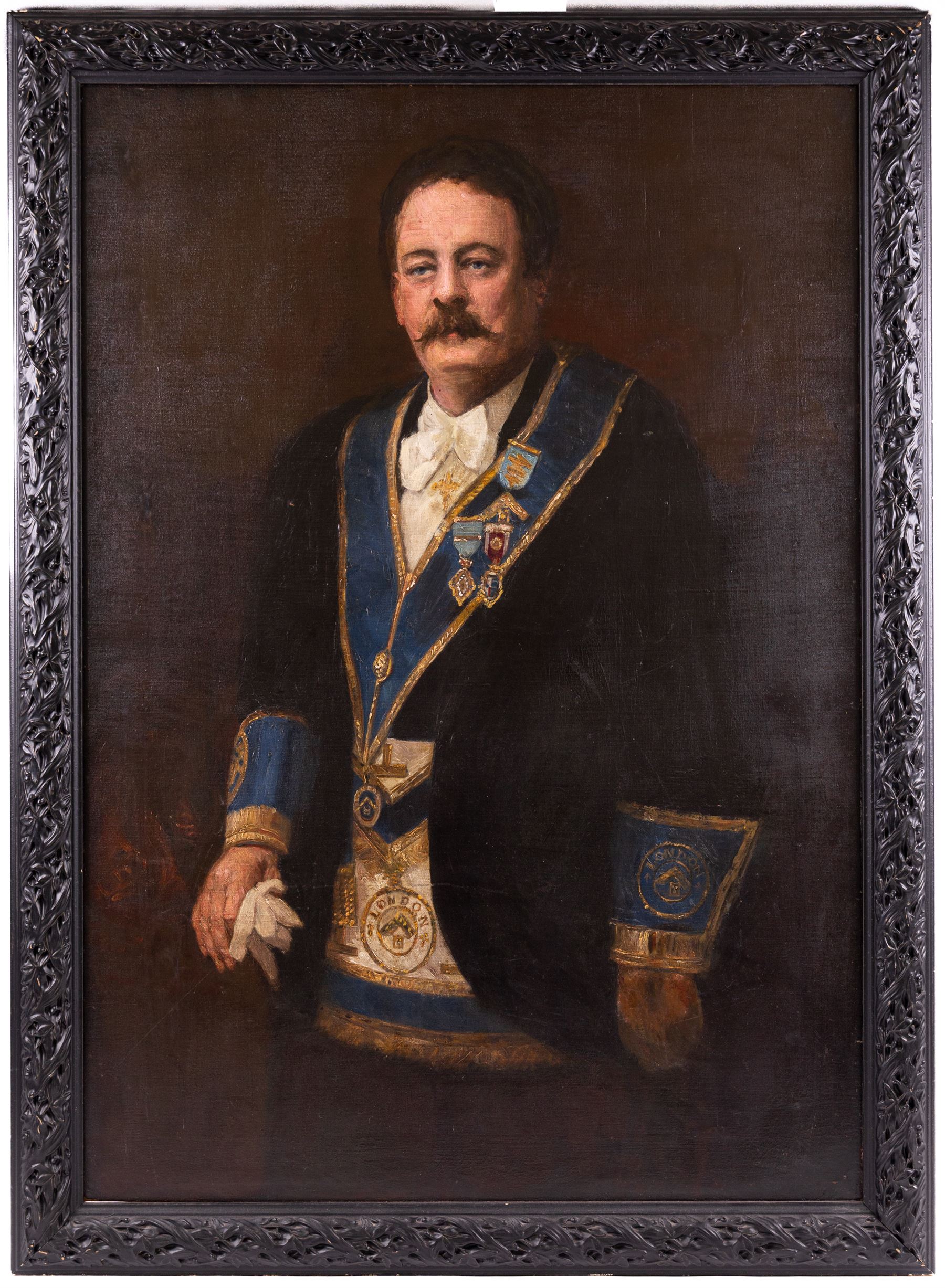 English School (20th Century): Portrait of a Mason of a London Lodge, oil on canvas unsigned 92cm x 64cm