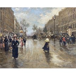 French Impressionist School (20th Century): Parisian Street Scene, oil on canvas unsigned 49cm x 59cm 