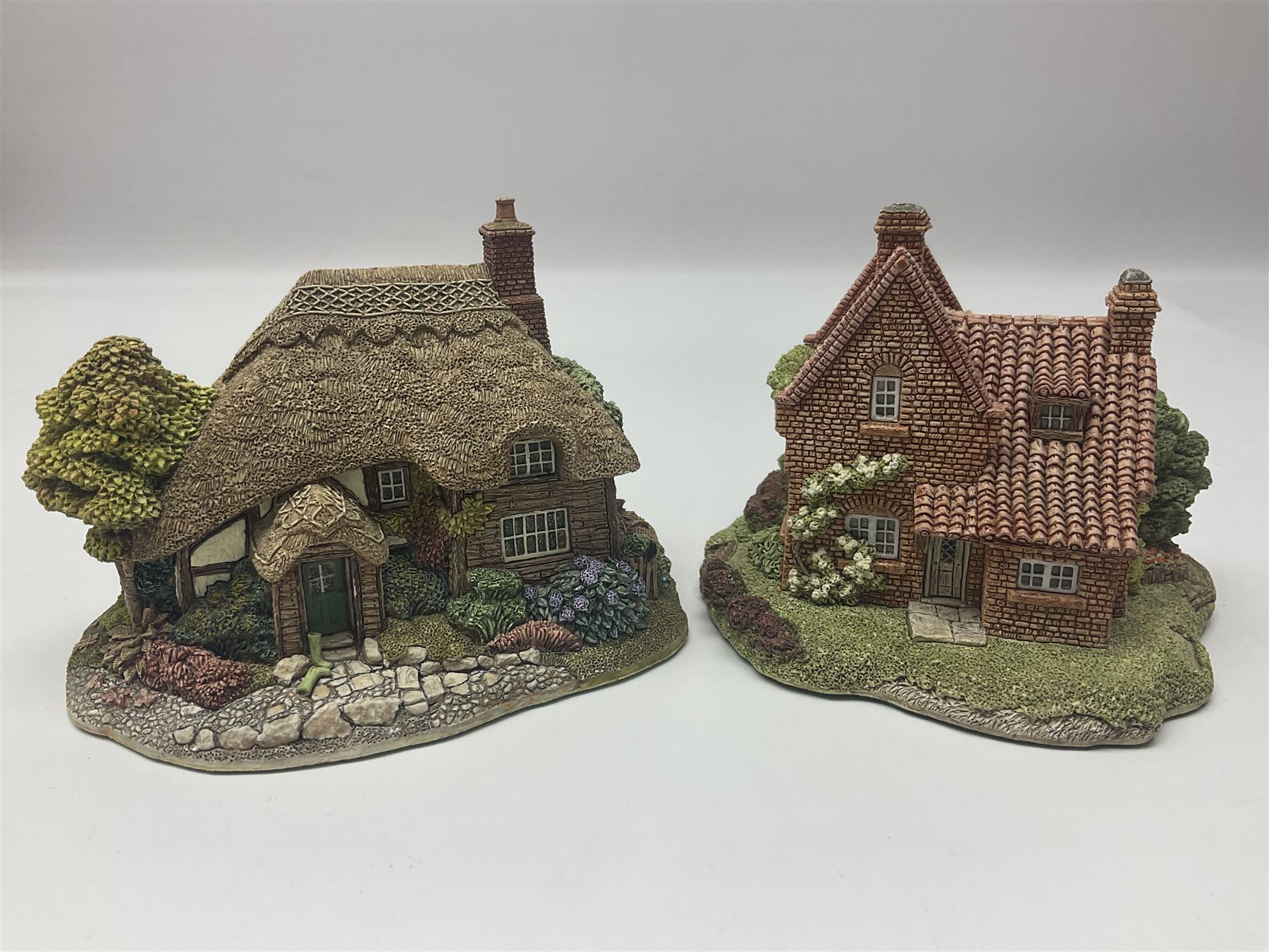 Ten Lilliput Lanes, comprising from Midlands Region Witham Delph, Jun and Disorderly, From South West Region Puffin Row, Moonlight Cove, The Cuddy, and from South West Region, The Rustlings, Saxton Cottage (1988), Marigold Meadow, Calendar Cottage and Little Lupins, all with boxes and deeds 