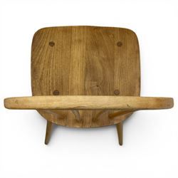 Ercol - set of four elm 'Windsor' chairs, hoop design back dish seat, tapering supports united by H-stretcher 