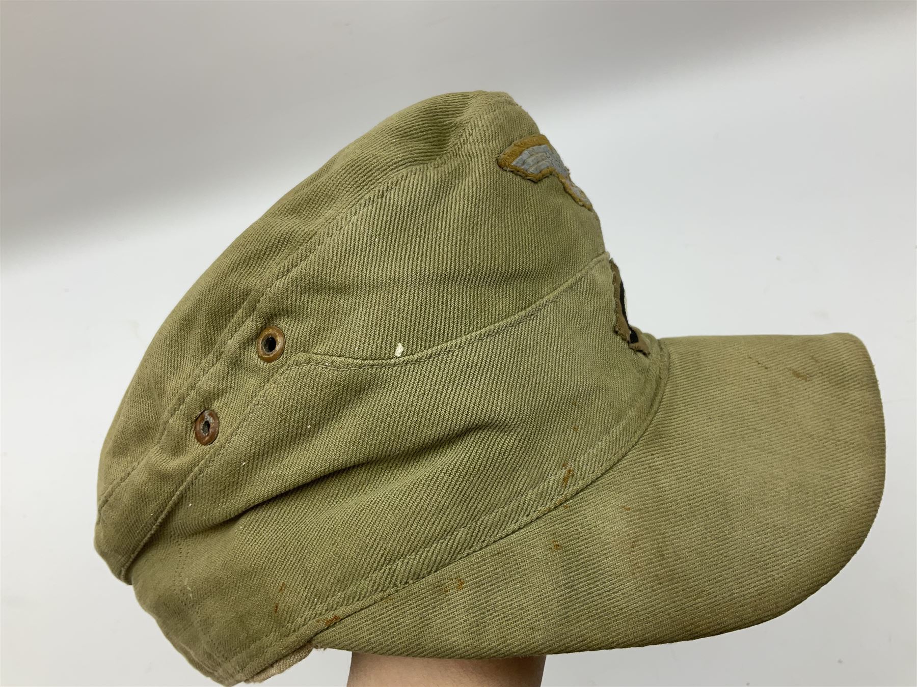 WW2 German DAK M42 Army Field Cap stamped G. Teufel Sohn Tuttlingen M/42 55; and Afrikakorps cuff title (2)