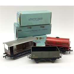Hornby Dublo - Oil Tank Wagon D1 'Royal Daylight'; Goods Brake Van D1 (L.M.S.); and 12-Ton Open Goods Wagon D1; all in pale blue boxes (3)