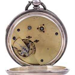 Victorian silver improved chronograph open faced pocket watch by J.Cryer, together with a continental silver pocket watch, stamped 935