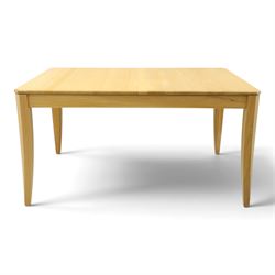 Ercol - 'Artisan' light oak extending dining table, rectangular top with canted corners, with stowable leaf extending the table to 193cm, shaped faceted supports