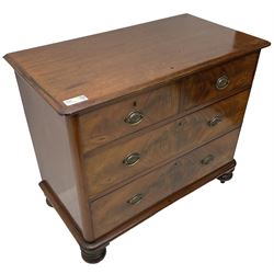 Victorian mahogany chest, fitted with two short and two long drawers, on turned feet