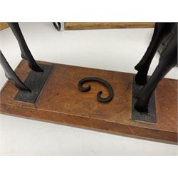 Wooden candle box, together with two barley twist candlesticks, carved duck and other collectables 