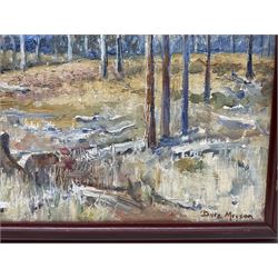 Dora Meeson Coates (Australian 1869-1955): 'A Fresh Clearing Australia', oil on board signed, titled verso on artist's Chelsea address label verso 40cm x 50cm 
Provenance: exh. W.I.A.C., label verso
Notes: Meeson was elected member of the Royal Institute of Oil Painters in London. She was also a member of the British Artists' Suffrage League