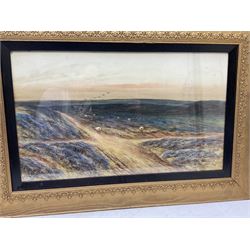 Alexander Molyneux Stannard (British 1898-1975): Horse and Cart through Moors and Moorland Sheep Landscape, pair watercolours signed 37cm x 63cm (2)