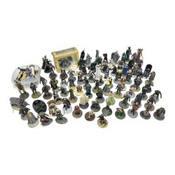 Approximately 80 NLP Lord of the Rings heavy metal painted figurines to include Fell Beast, boxed, and The Watcher, The Dark Lord Sauron, Treebeard etc, and unassociated Dracula themed composite figures marked HHFT50 