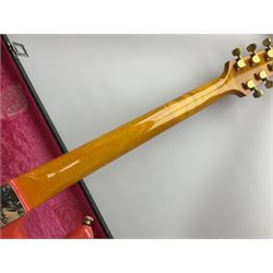 Burns Club Series Marquee electric guitar in fiesta red with maple fretboard; serial no.2002491 L100cm; in hard case with GuitarKes service and set-up certificate dated January 2022